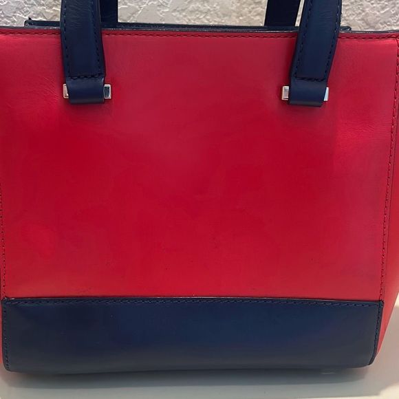 Kate Spade 2 Park Avenue Leather Handbag Purse Nautical Red White Blue Pristine - Picture 15 of 15